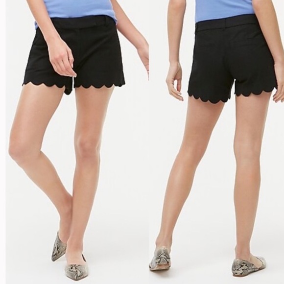 J. Crew Pants - J. Crew Black Linen Blend Scallop Trim Shorts